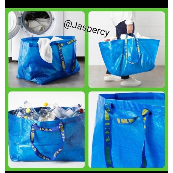 IKEA FRAKTA Ten (10) Large Blue Reusable Shopping Bag Laundry Tote Storage NWT - Picture 3 of 8